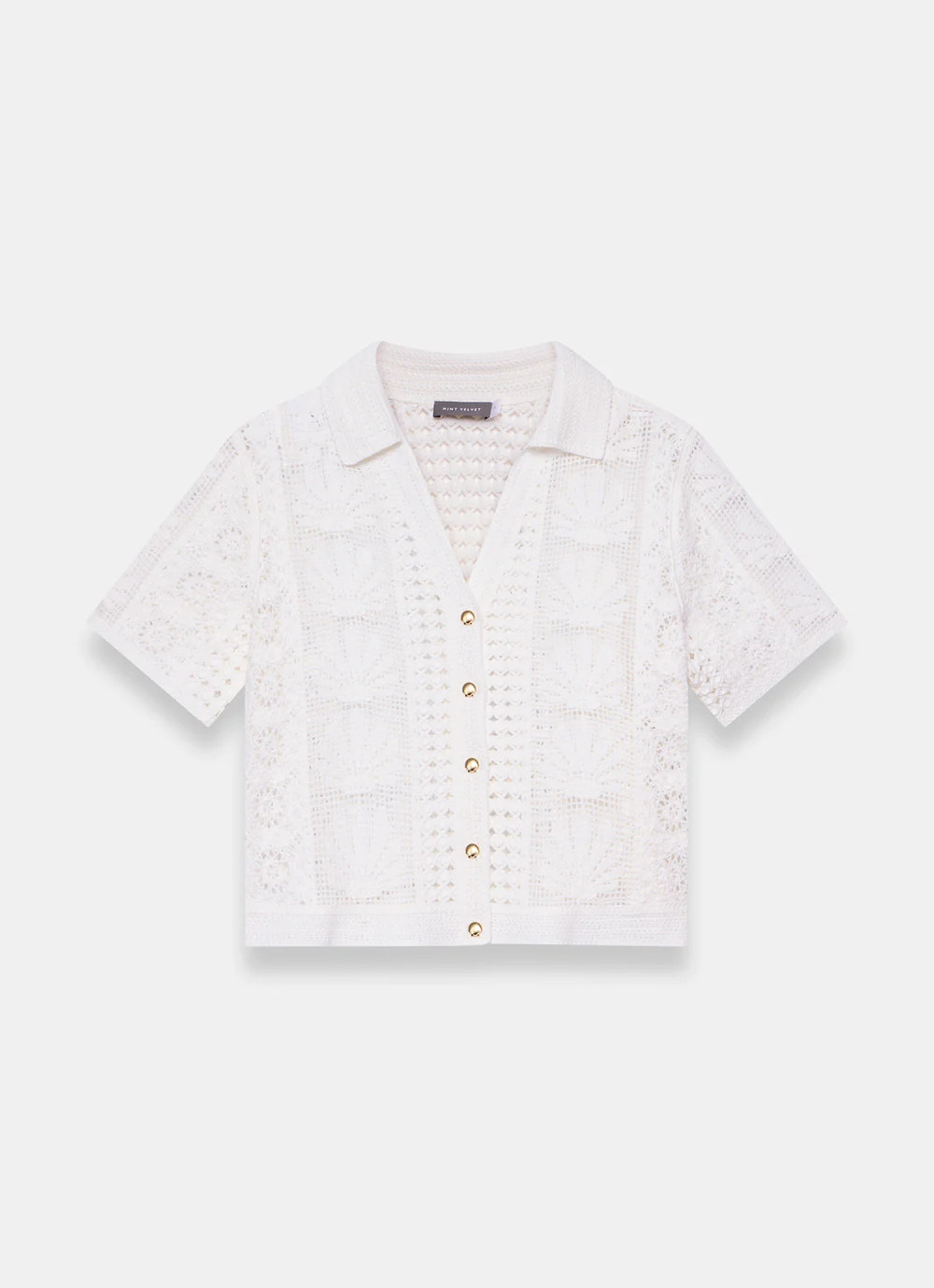 Cream Crochet Shell Shirt | Mint Velvet