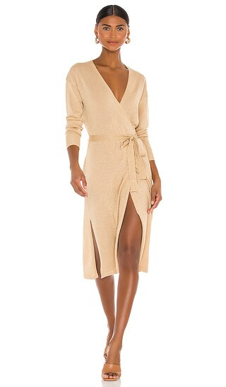 Azita Wrap Dress in Gold | Revolve Clothing (Global)