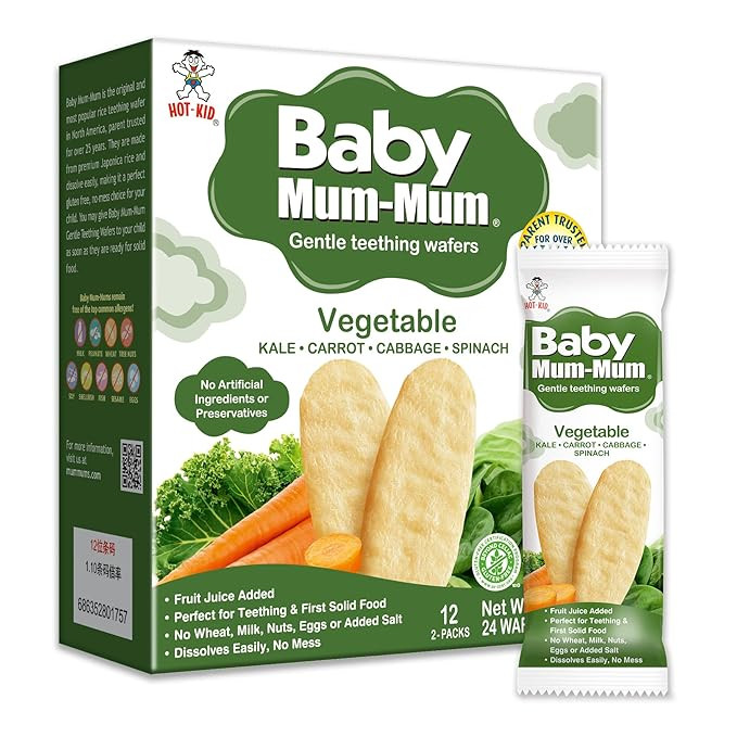 Hot-Kid Baby Mum-Mum Rice Rusks, Vegetable, 24 Pieces (Pack of 6) Gluten Free, Allergen Free, Non... | Amazon (US)