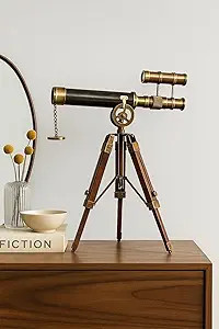 1915 Victorian Brass Telescope – 14" Antique Nautical Spyglass with Wooden Tripod | Vintage Mar... | Amazon (US)