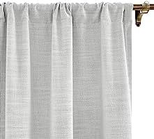 ChadMade 84W x 84L Inch Beige White Linen Polyester Curtain Drapes with Blackout Lining, Rod Pock... | Amazon (US)