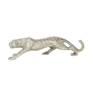 21 in. x 6 in. Small Aluminum Jaguar Statue Decor in Matte Silver Finish | The Home Depot