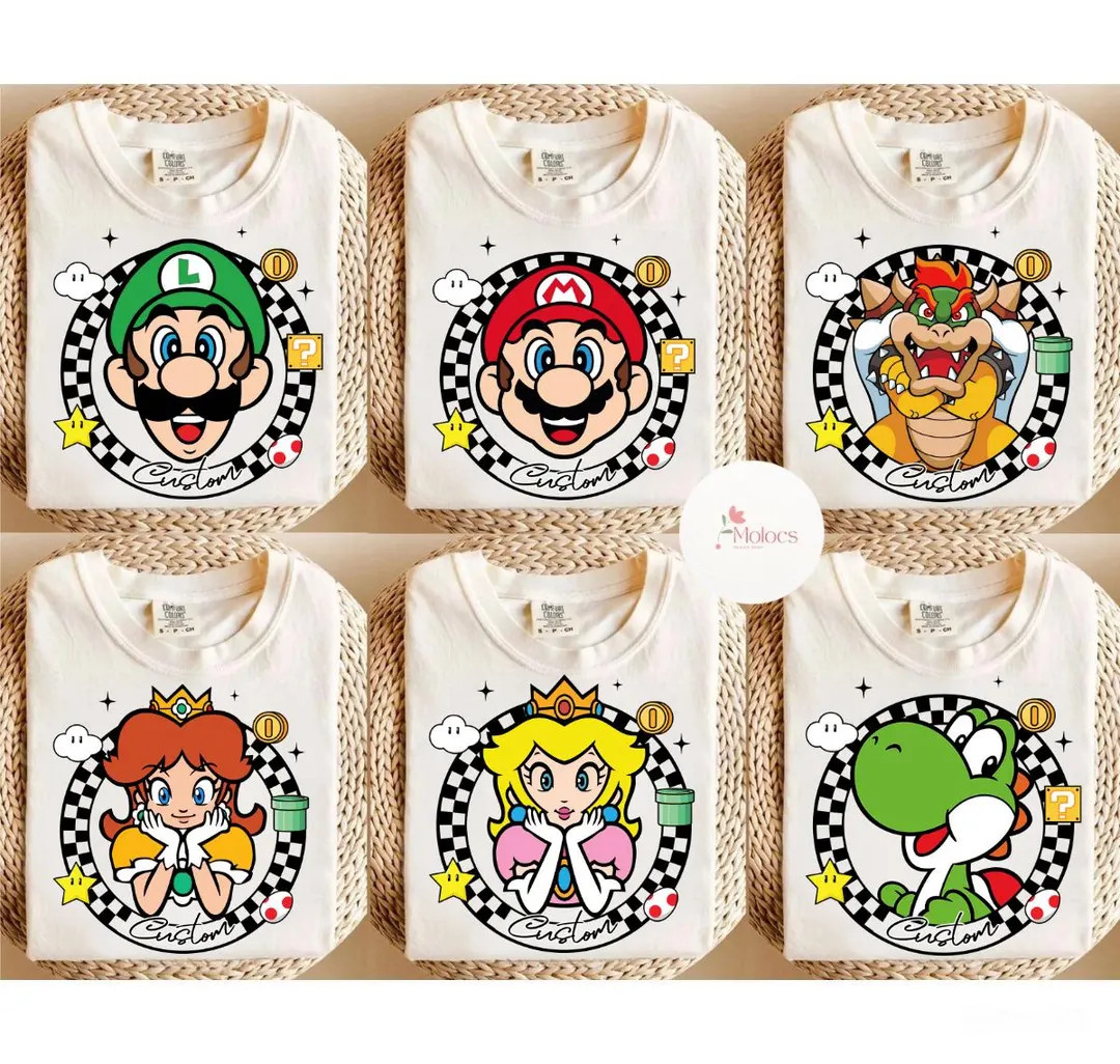 All Characters Super Mario Shirt, Mario Luigi Princess Peach Birthday Girl, Birthday Boy Tee, Mar... | Etsy (Global)