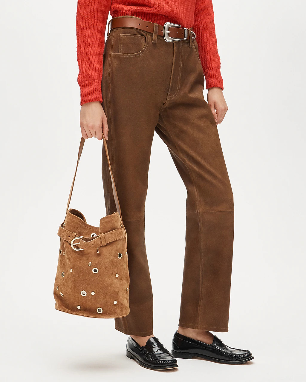 Berkeley belted bucket bag in studded suede | J. Crew US