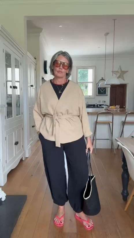 Easy, comfy look perfect for casual or travel
Cheesecloth trousers Size 10 (elastic waist and I sized down )
Tee size 12
Jacket size 10 (it’s generous I sized down)
Archie’s are true to size



chic all black outfit, monochrome styling, comfortable wide leg black trousers, elegant everyday co-ord outfit, black t-shirt styling, sophisticated casual wear, easy day to night look, premium high street basics, timeless wardrobe essentials, minimalist fashion, wrap jacket, summer jacket

#LTKuk #LTKsummer #LTKstyletip