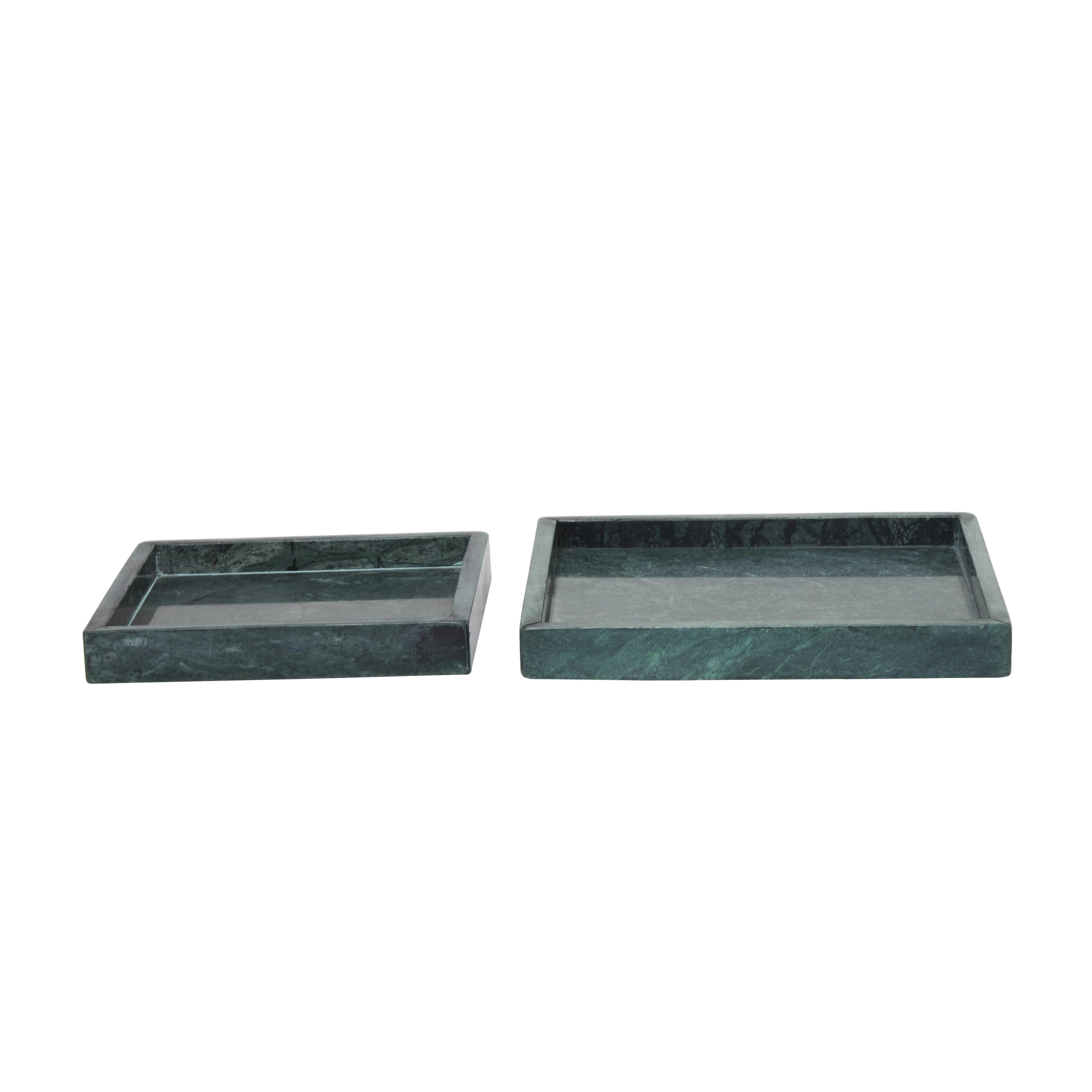 Marble Minimalistic Square Living Room Decor Tray with Raised Border - Set of 2 White, Black, Gre... | Overstock