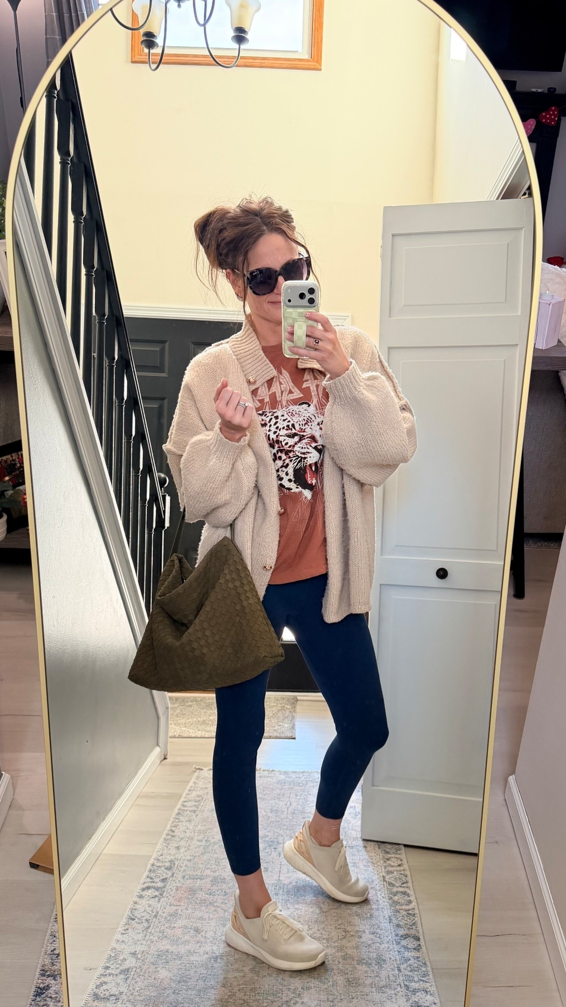 Errands running #ootd when the sun is shining and I don’t need a coat. Only a cozy cardigan, fun colored leggings and a graphic tee! ☀️

Cardigan med, leggings med (need a small), sneakers are @Kizik (my favs!) TTS

#LTKmomlife #LTKOver40 #LTKootd