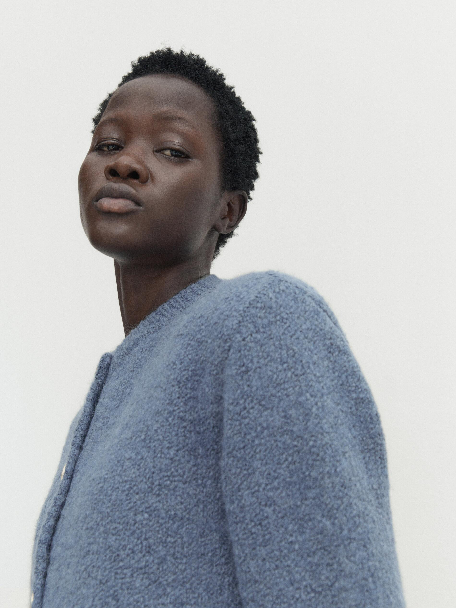 Mini bouclé knit cardigan with pockets | Massimo Dutti US