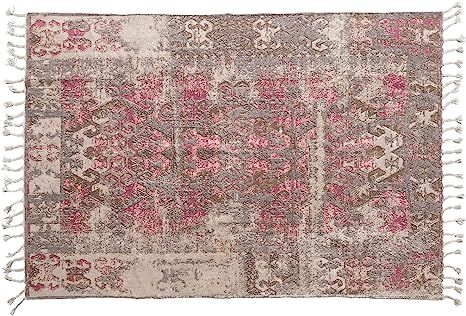 Creative Co-Op Woven Cotton Distressed Print Braided Fringe Rug, 72" L x 48" W x 0" H, Multicolor | Amazon (US)