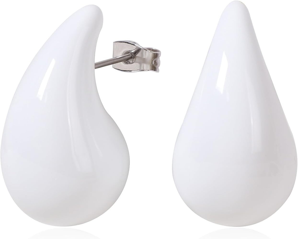 Trendy Natural Stone Teardrop Earrings 18K Gold-Plated Colorful Enamel Chunky Teardrop Jewelry Ch... | Amazon (US)