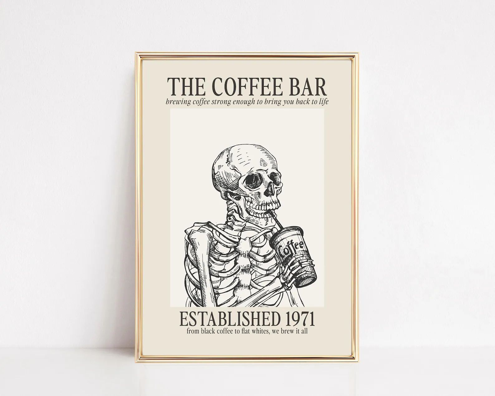 coffee wall art | coffee bar print | halloween coffee bar decor | skeleton print | coffee poster ... | Etsy (US)