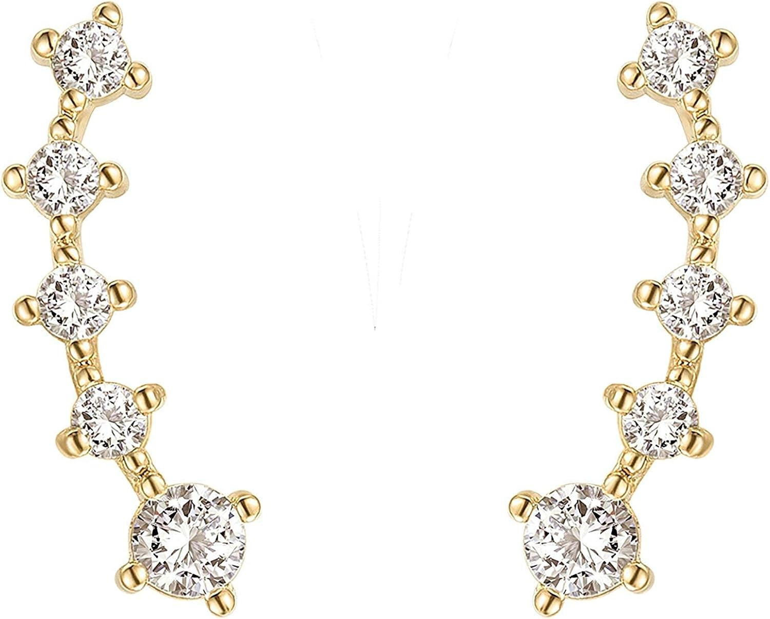 FREE Pearl Earrings With 14K Gold Plated Sterling Silver Post Crawler Earring Cuff Climber Earrin... | Amazon (US)