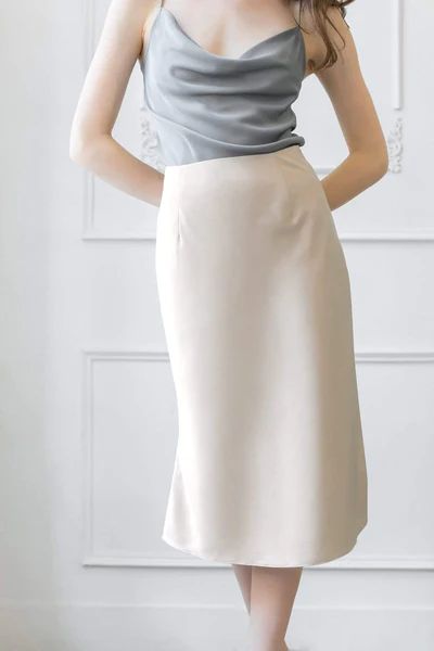 Eggshell Ivory Slip Skirt | J.ING