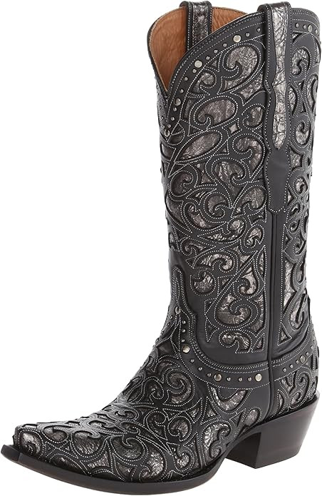 Lucchese Bootmaker Womens Sierra Calf Snip Toe Dress Boots Mid Calf Low Heel 1-2" - Black | Amazon (US)