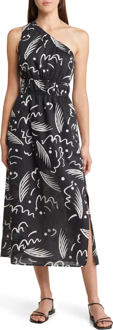 Selani Print One-Shoulder Midi Dress | Nordstrom