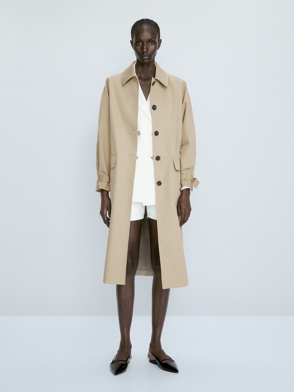 Cotton and linen blend trench jacket | Massimo Dutti (US)