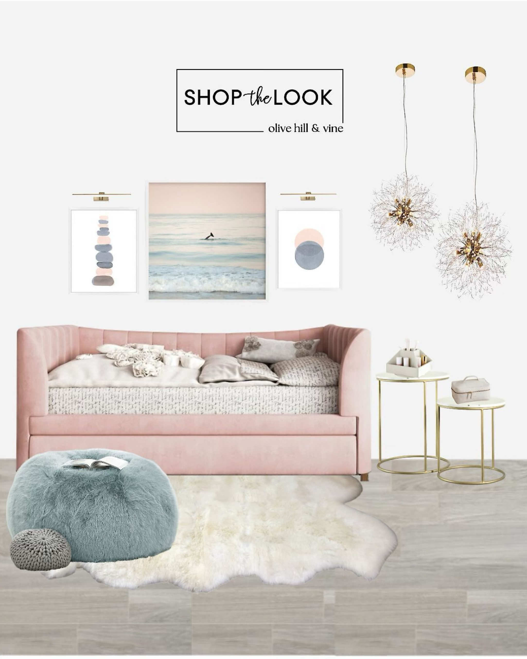 We got our inspo for this teen girl's room from the perfect mix of comfort and style. Imagine lounging on a daybed with a trundle, sinking into a delicate blue faux fur bean bag chair, and having those late-night study sessions with a two-piece round nesting table boasting marble tops. Add some beach and abstract stone art prints, a rotating beauty organizer, a snug round chunky knit pillow, and finish it off with a touch of glam – a 9-light gold pendant light with crystal beads that's basically jewelry for the room. It's all about creating a space that's equal parts comfort and style.

#LTKkids #LTKhome #LTKfamily