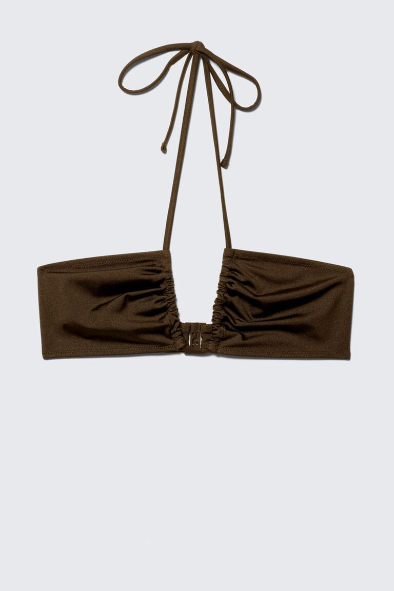 Ruched Halter Bandeau Bikini Top | Weekday