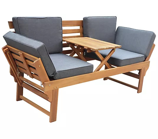 Make Your Selection: Woodland Duo Bench with Foldable Middle Table b y Sierra | QVC