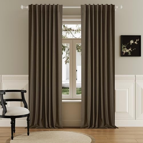 DUALIFE 96 Inch Long Blackout Curtains - Extra Wide Thermal Insulated Sun Block Out Bedroom Linen... | Amazon (US)