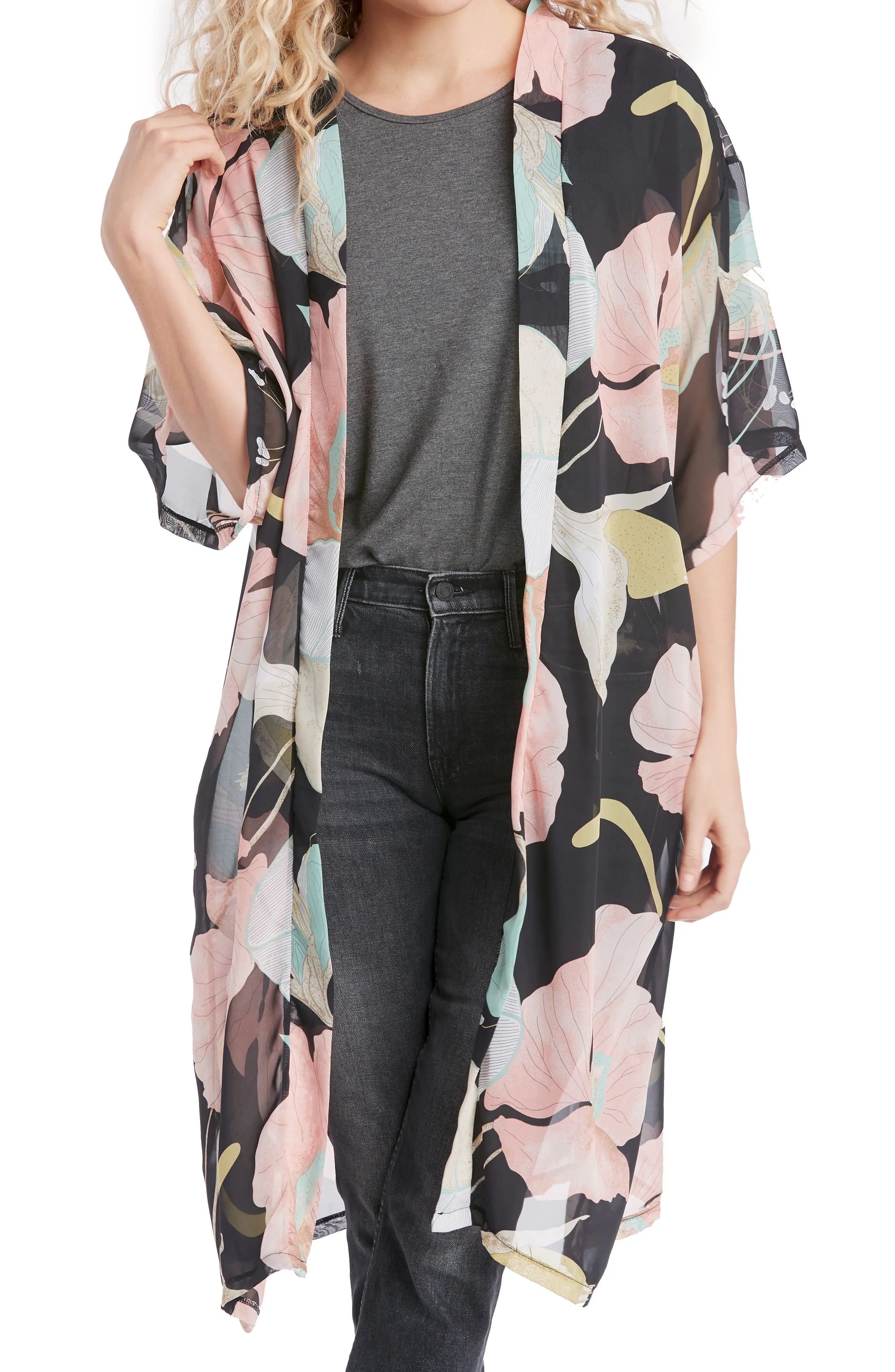 Tropical Floral Print Kimono | Nordstrom