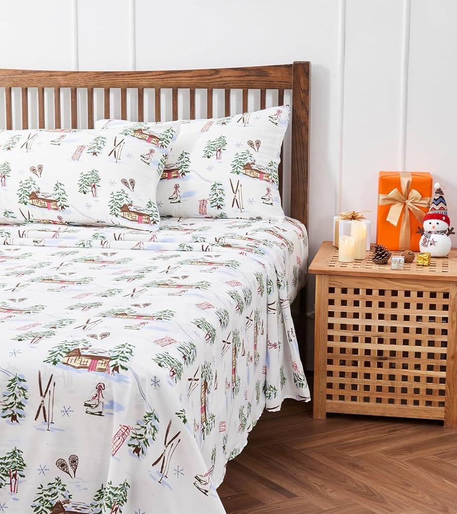 KeoWin Super Soft Queen Sheet Set Christmas Pattern,Microfiber Queen Sheet Set 18 Deep Pocket,4 P... | Amazon (US)