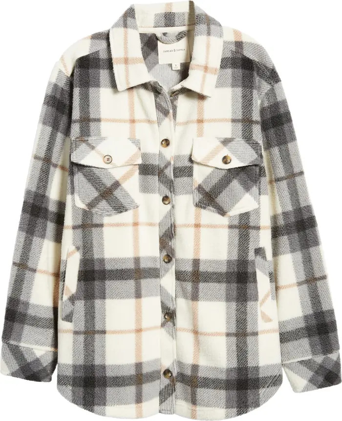 Plaid Polar Fleece Shacket | Nordstrom