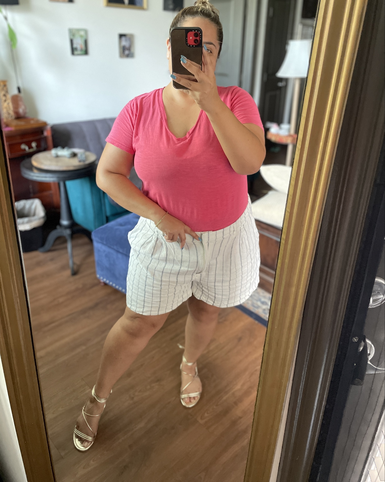 Target Women's Fitted Short Sleeve V-Neck T-Shirt - Universal Thread™ on sale today 100% cotton

Old Navy Extra High-Waisted Taylor Trouser Shorts -- 5-inch inseam, linen blend.

Amazon Women's Lace up Strappy Flat Sandals Open Toe Tie up Gladiator Dressy Sandals comes in black, brown & white


#LTKMidsize #LTKSummerSales #LTKStyleTip