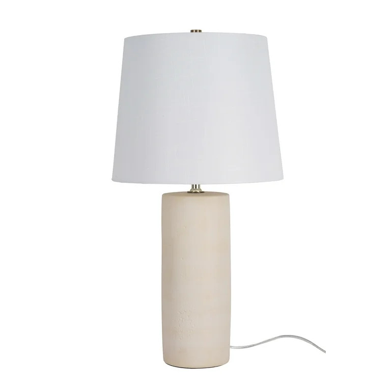 Better Homes & Gardens 23"H Natural Stone Look Ceramic Table Lamp with Tapered White Linen Shade | Walmart (US)