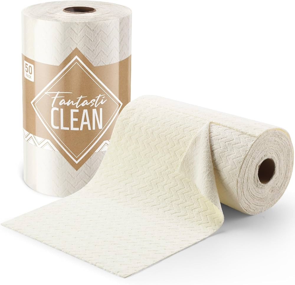 Fantasticlean Microfiber Cleaning Cloth Roll, 12" x 16", 200gsm, 50 Pack Tear Away Towels, Reusab... | Amazon (US)