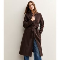 Women's Dark Brown Unlined Longline Belted Coat New Look | New Look (UK)