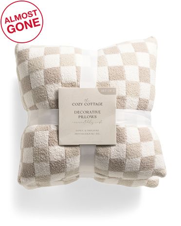 2pc Checkered Cozy Knit Pillows | TJ Maxx