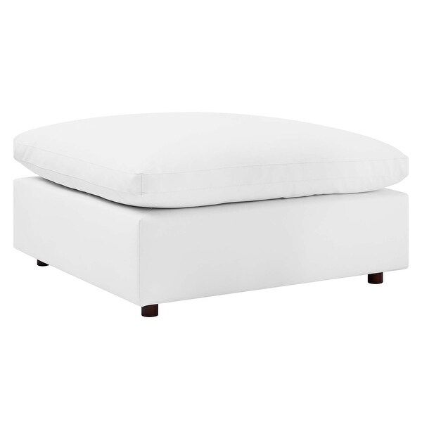 Commix Down Filled Overstuffed Vegan Leather Ottoman - White | Bed Bath & Beyond