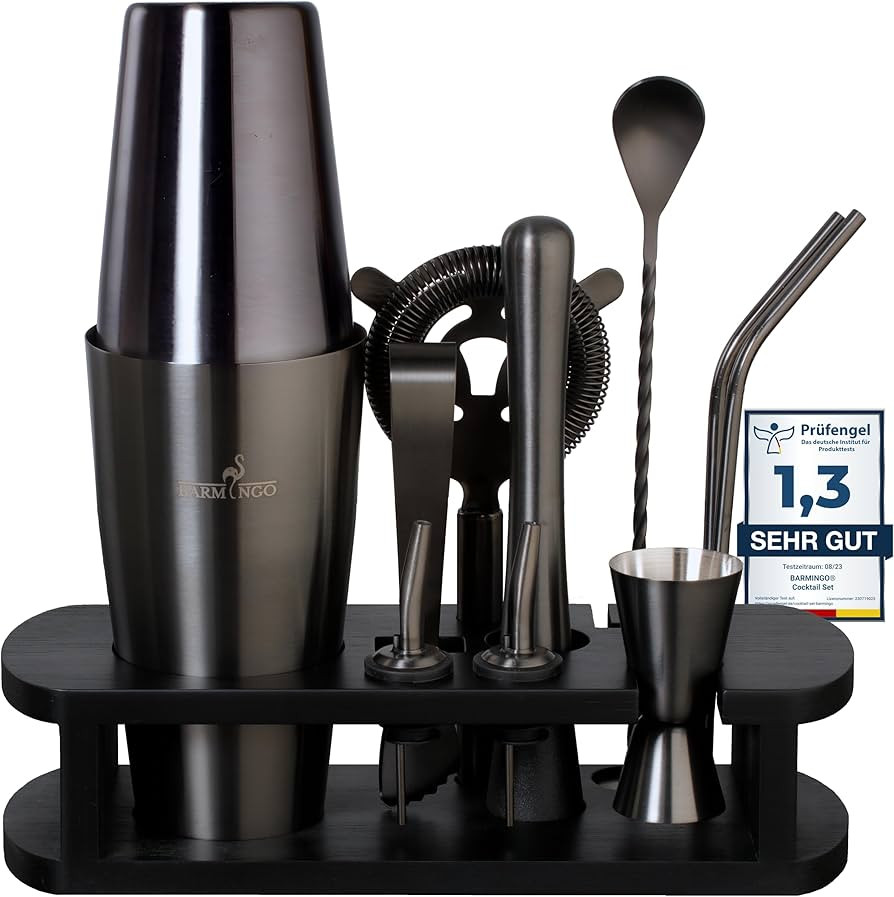 Stainless Steel Cocktail Set 11-Piece - 825 ml Boston Cocktail Shaker Set with Stand and Bar Acce... | Amazon (DE)