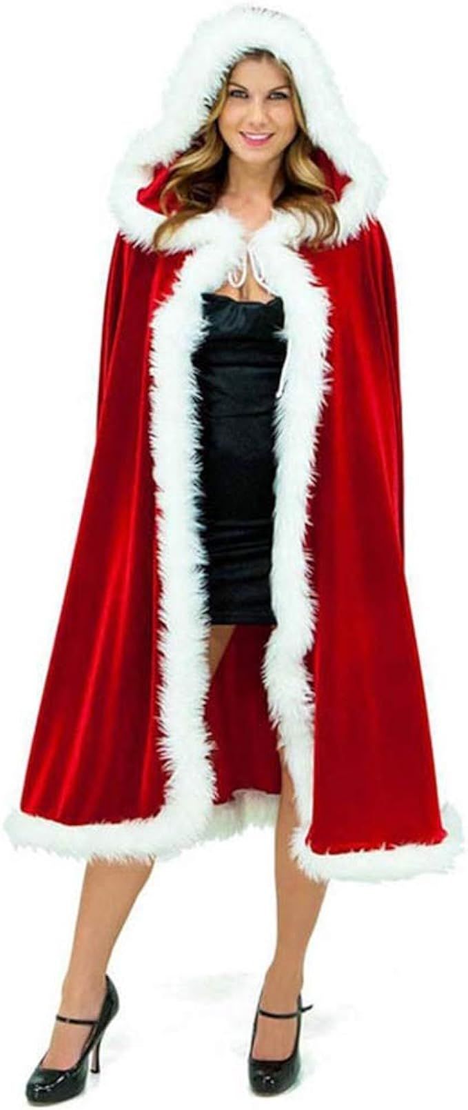 Christmas Santa Claus Hooded Cloak Mrs Santa Claus Velvet Hooded Cape Costume | Amazon (US)