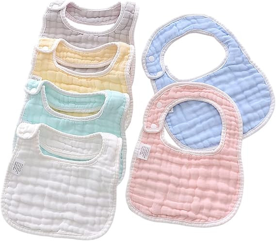 Mccotwe Muslin Baby Bibs Drool Teething Bibs Lap-shoulder Cloths Bibs 8-Layer Organic Cotton for ... | Amazon (US)