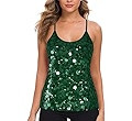 MANER Women’s Sequin Tops Glitter Party Strappy Tank Top Sparkle Cami | Amazon (US)