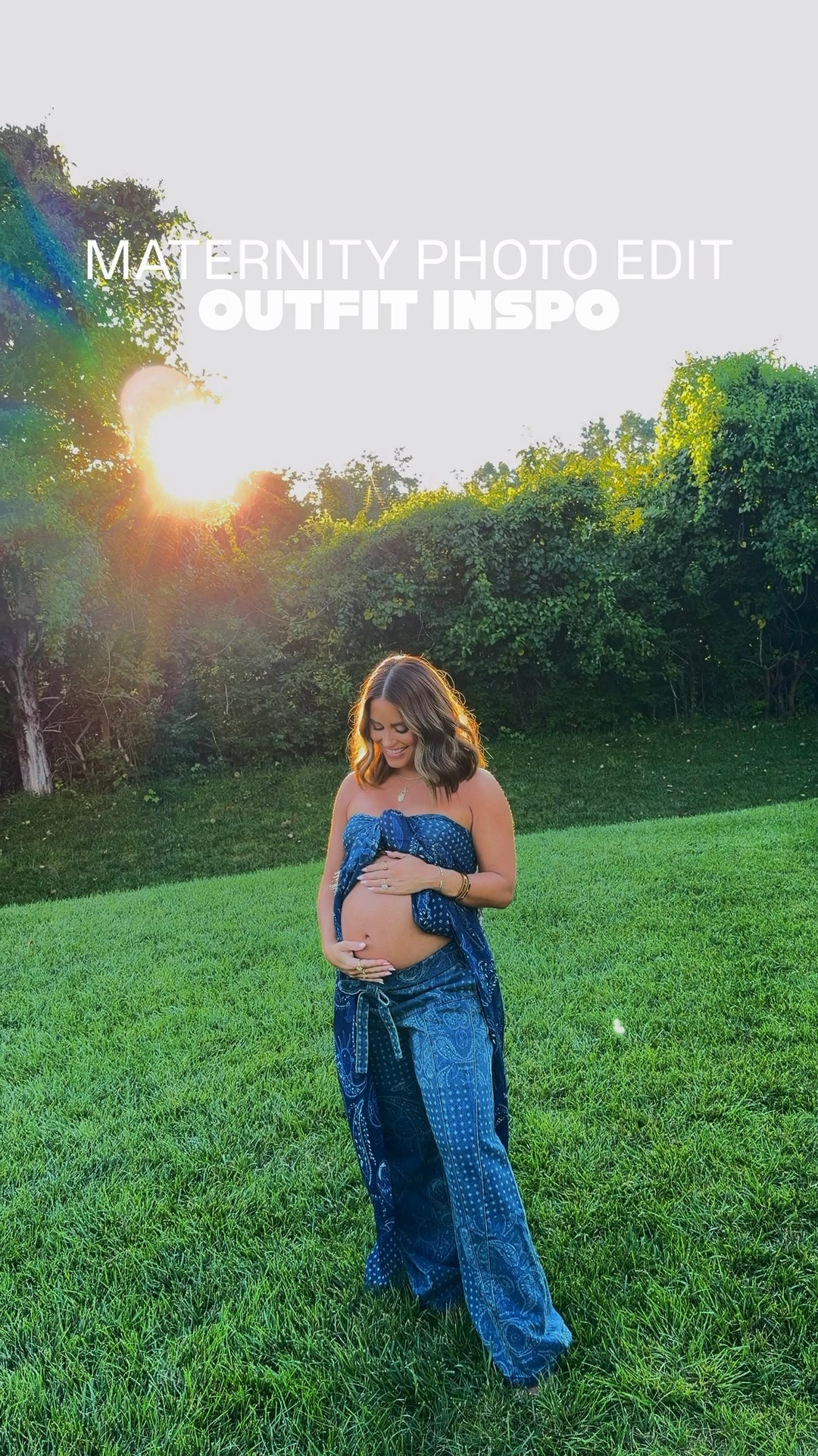 Maternity photoshoot outfit ideas- these are outfits I put together that would be perfect for any maternity shoot. 

Starting first with this denim set - includes bump friendly jeans and a scarf that can be styled many different ways as a top. Can definitely cover more of your body if you don’t want to style it as a strapless top- we shot on a hot summer night, so this is how I wore it. Scarf is one size and I got an XS in the jeans (went with my pre-pregnant size since these are maternity and you’re advised to just get your true size). I love this outfit for a fun western vibe to photos! Scott and the boys wore denim jeans and white tees to keep it pretty simple. 

Next, this lace set with the belly cut out. This set is a DREAM and so beautiful; however, the one I bought was VERY expensive and not sure if I will ever wear it again outside of this photoshoot so now I don’t feel like I can justify the price. However, I did find a similar look on Amazon that may be worth ordering to see! I think if you are planning to wear once for shoot, the Amazon option is better. Just a note- the lace is see through, so I wore a bralette and white boy shorts under. I ordered a small in this set. Since this was a dressier look, I had Scott in a black suit with a black cowboy hat- just the two of us shot and it was more moody, romantic vibes.

Knit cardigan (small) and white pants (small). I wanted to shoot some photos of our family in our bedroom- just snuggly and cuddly. I felt like this was a perfect outfit that fit those vibes. 

Lace top (XS) and lace skirt (XS)- LOVED this look! I had our photographer set up a backdrop at our house for more ‘studio-inspired’ photos of our family and this is what I wore. Again, the lace is see through so I wore a nude strapless bralette and nude boy shorts. I love this brand of clothes, but yes, it is pricey and I’m not sure I will ever find a reason to wear again. However, I do feel like this was perfect for the vibe I was going for and felt really good in this outfit.

#LTKootd #LTKBump #LTKgrwm