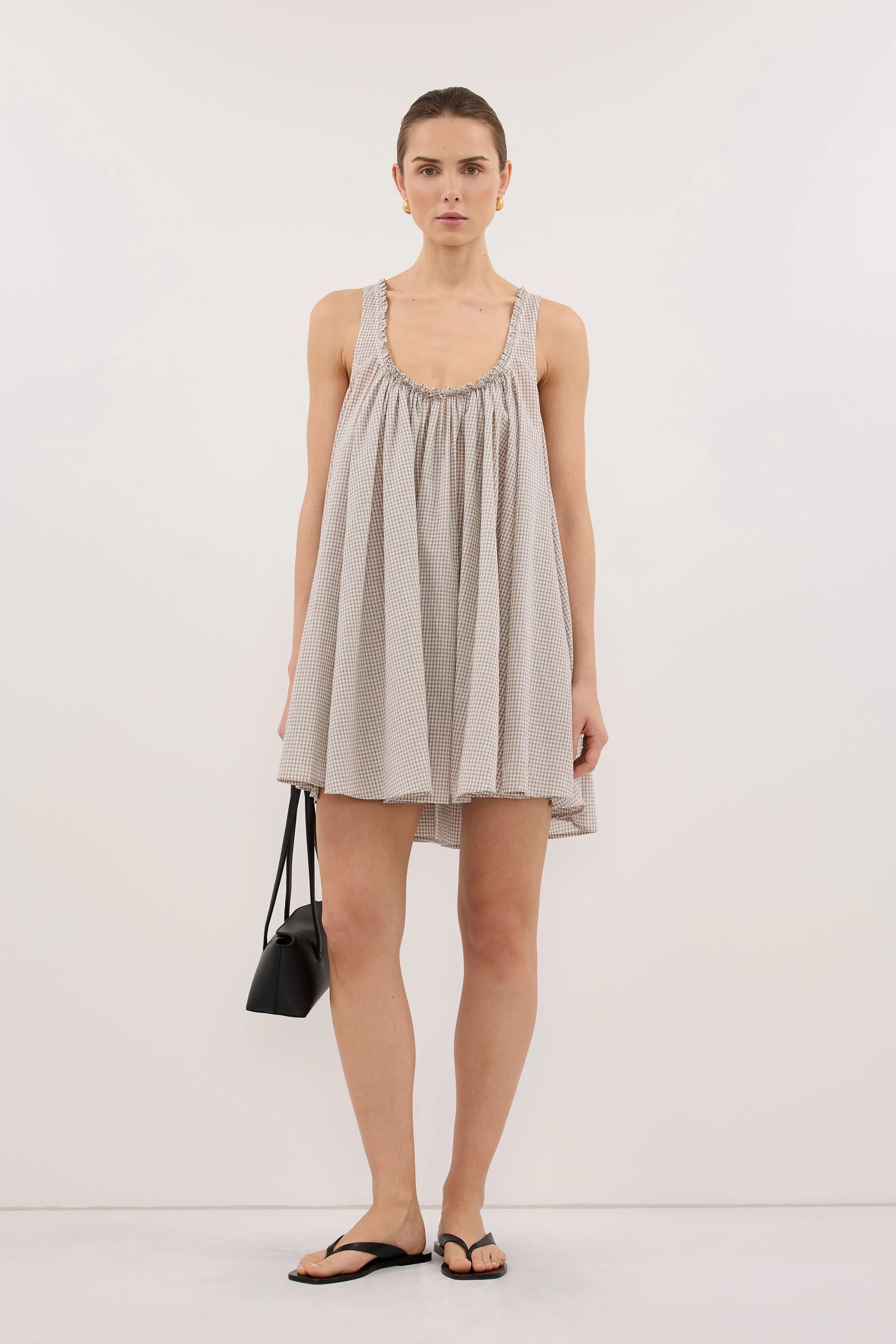 ARABELLA CREAM CHECK MINI DRESS | DISSH