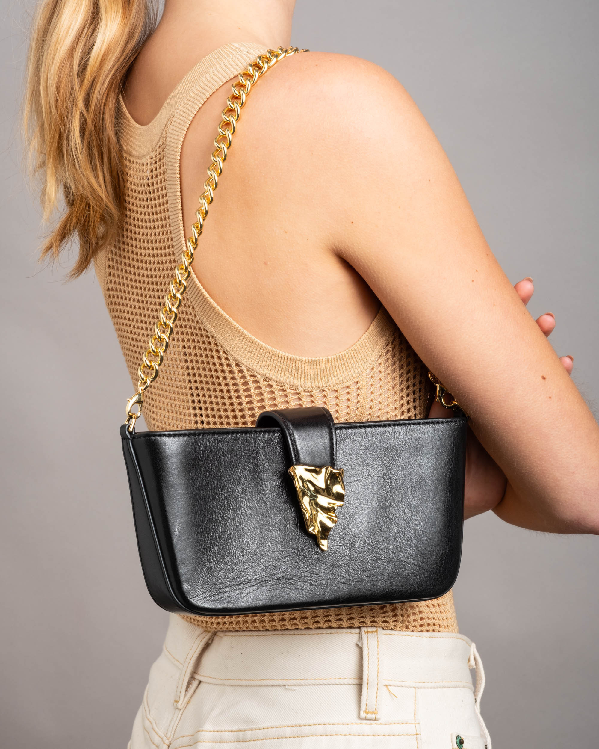 Alexis Bittar The Crumple Convertible Crossbody Bag- in Black | Statement Jewelry from Alexis Bittar | Alexis Bittar