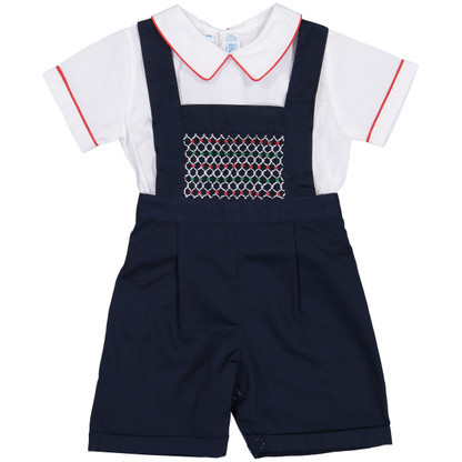 Multi-Colored Smocked Bib Overall | Feltman Brothers