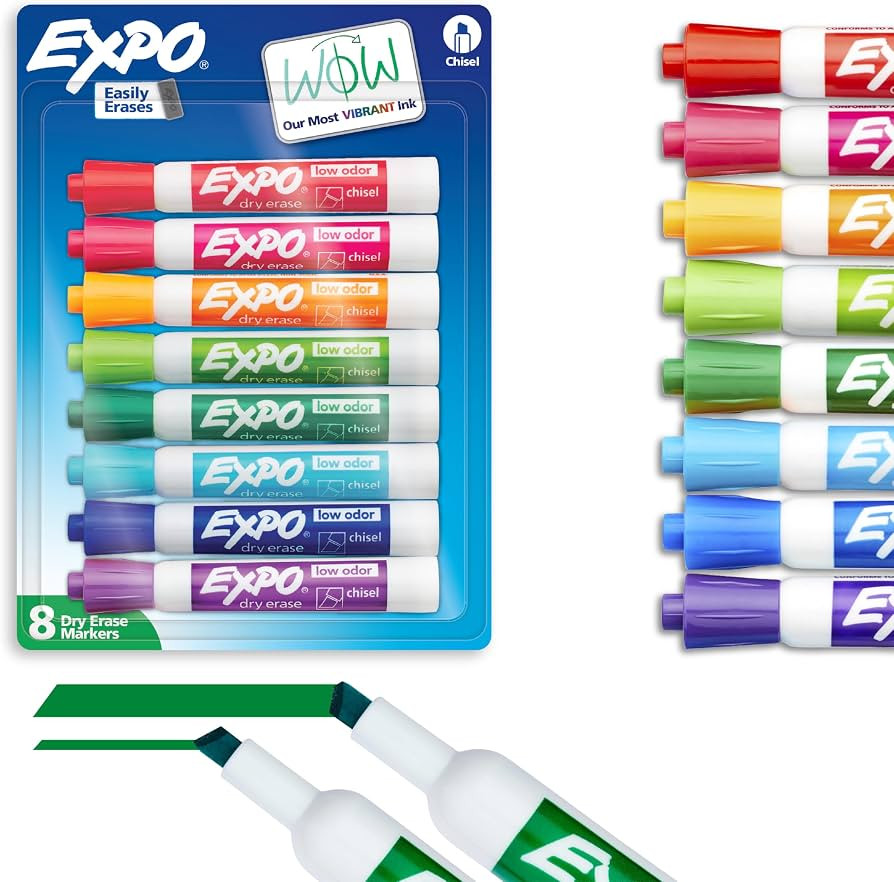 EXPO Low Odor Dry Erase Markers, Chisel Tip, Assorted Colors, 8 Count | Amazon (US)