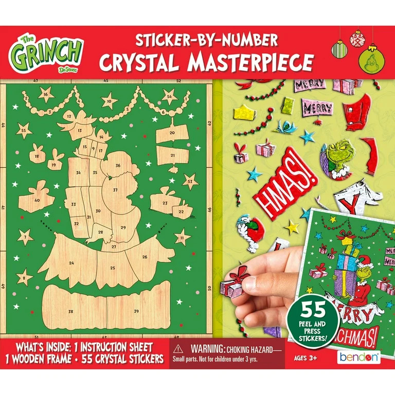 Dr. Seuss How The Grinch Stole Christmas Wooden Color By Number Crystal Sticker Set, by Bendon | Walmart (US)