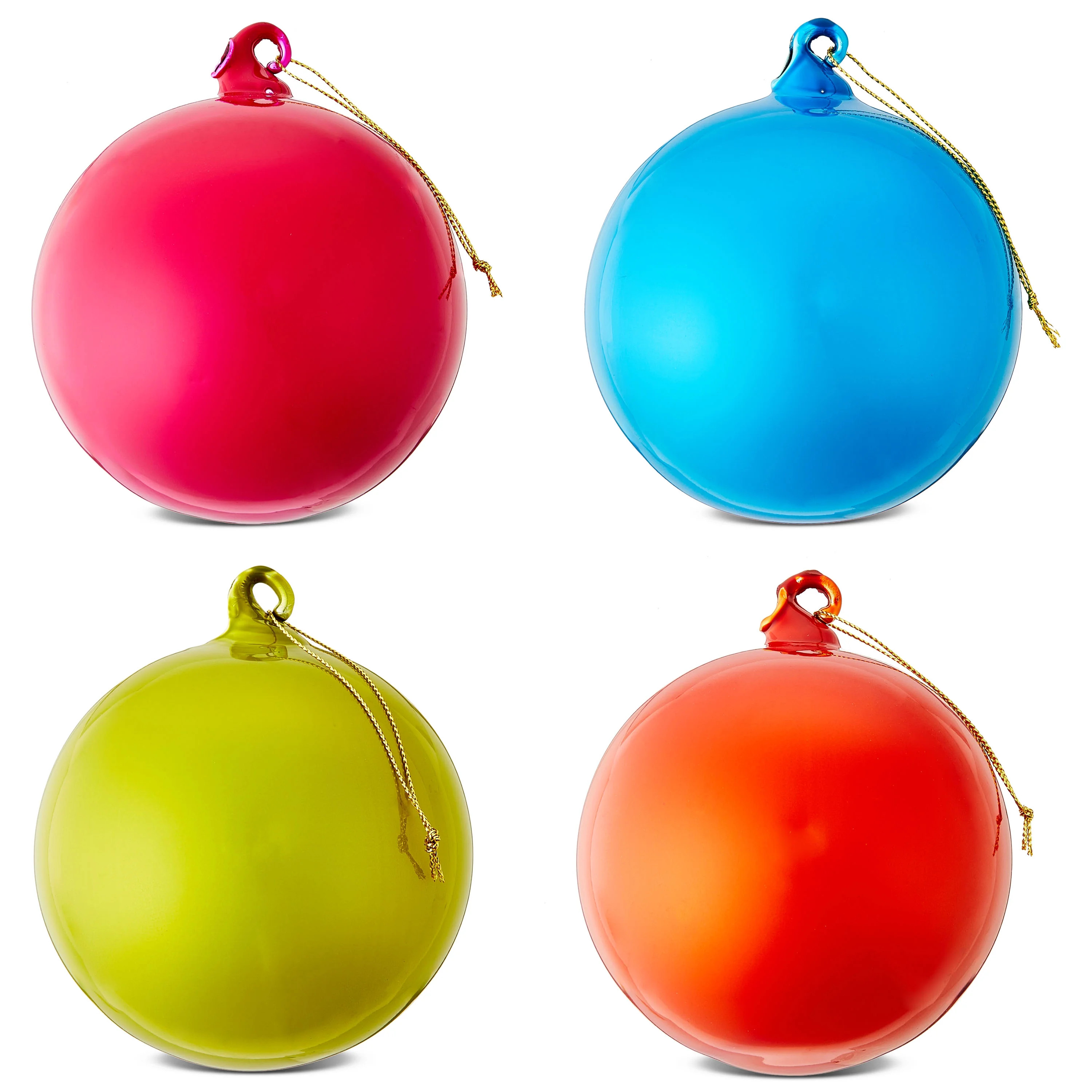 4 Count Multicolor Glass Ball Christmas Ornaments, 4", by Holiday Time | Walmart (US)