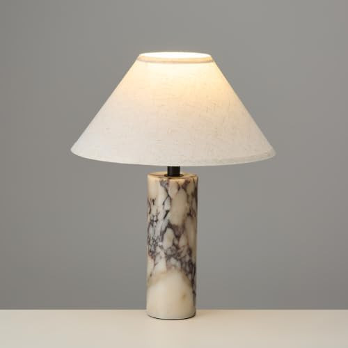 Natural Marble Table Lamp, H-15.8'' Dimmable Stone Bedside Lamp with Knob Switch, Modern Minimali... | Amazon (US)
