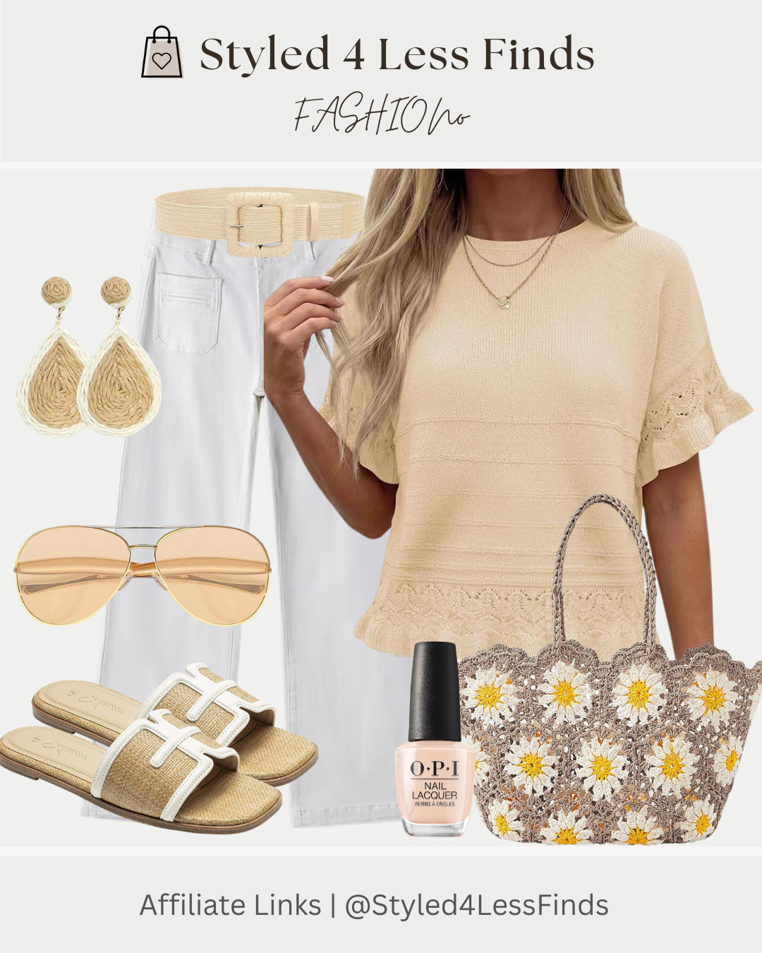 Soft neutrals + woven textures = the easiest spring outfit formula 🤍
This pretty knit top pairs perfectly with white denim and all the cute straw accessories. So affordable and so chic!

✨ Style Tip: Add one woven accessory (belt, bag, or sandals) to any neutral outfit to instantly make it feel more elevated and pulled together. 

 #LTKcanada #LTKsummer #LTKover50style