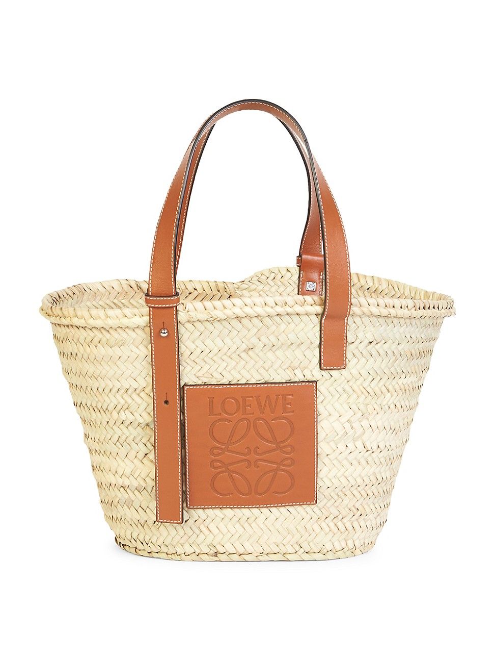 Women's Medium Leather-Trimmed Woven Basket Bag - Beige - Beige - Size Medium | Saks Fifth Avenue