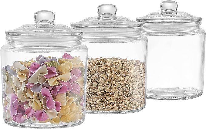 Millennium Crystals Glass Kitchen Canister Storage Jar, Set of 3 (32 OZ) | Amazon (US)