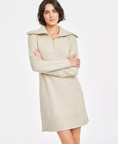 On 34th Women's Quarter-Zip Sweater Mini Dress, Created for Macy's  - Macy's | Macy's