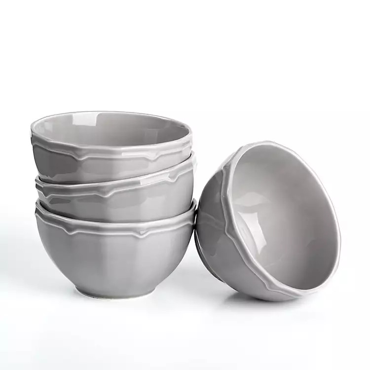 Gardner Gray Scalloped Cereal Bowls, Set of 4 | Kirkland's Home
